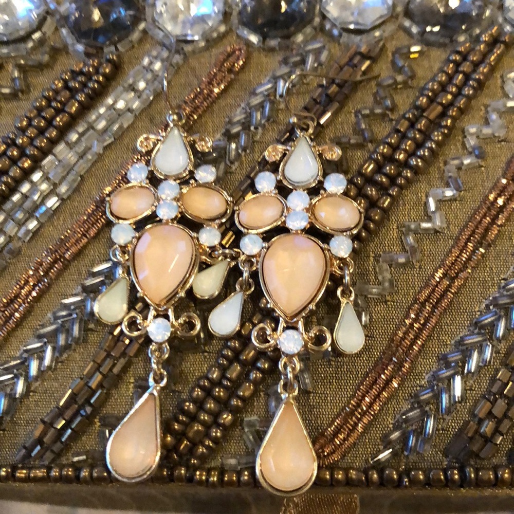 Cute drop in pink and faux opal earrings